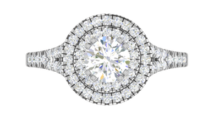 0.70 cts Solitaire Double Halo Diamond Shank Platinum Ring JL PT RH RD 105   Jewelove.US