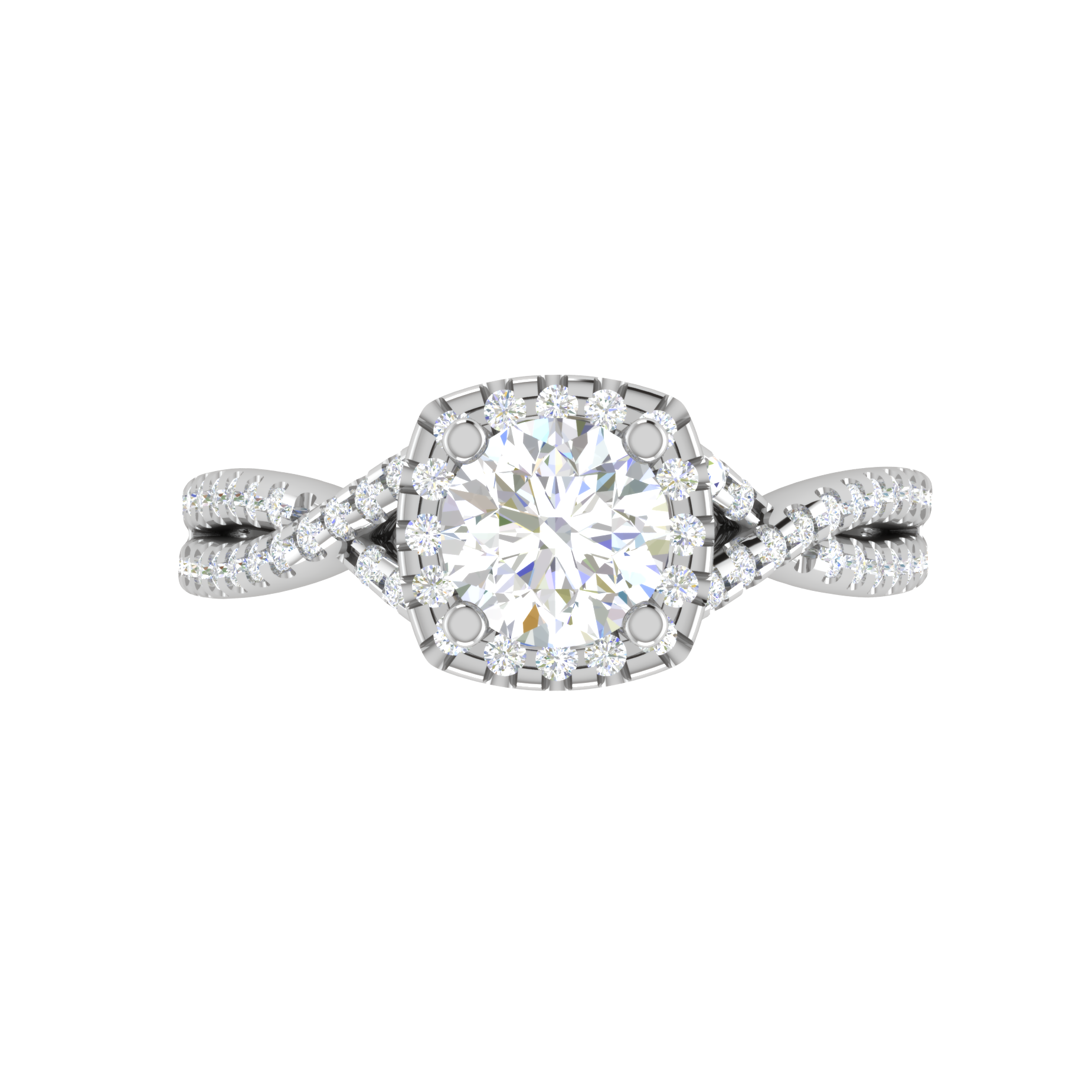 0.50cts Diamond Halo Diamond Twisted Shank Solitaire Platinum Ring JL PT JRW078318   Jewelove.US