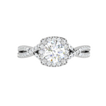 Load image into Gallery viewer, 0.50cts Diamond Halo Diamond Twisted Shank Solitaire Platinum Ring JL PT JRW078318   Jewelove.US
