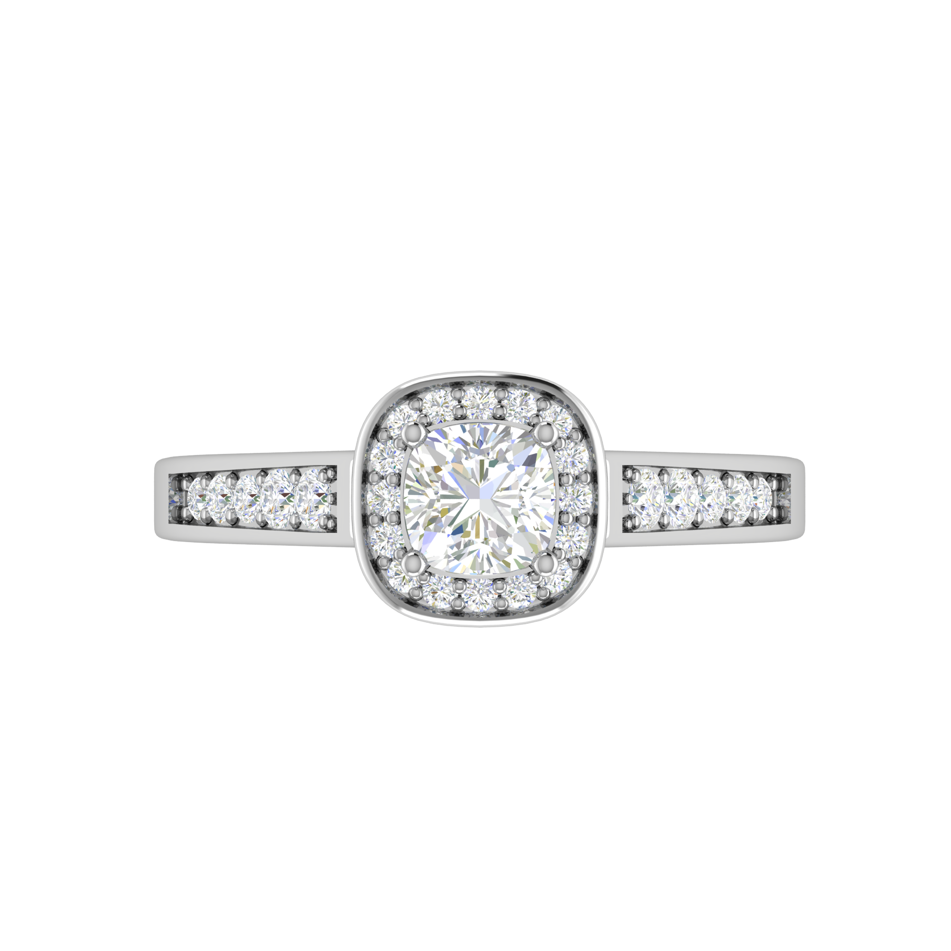 0.50 cts Solitaire Square Halo Diamond Shank Platinum Ring JL PT RH RD 171   Jewelove.US