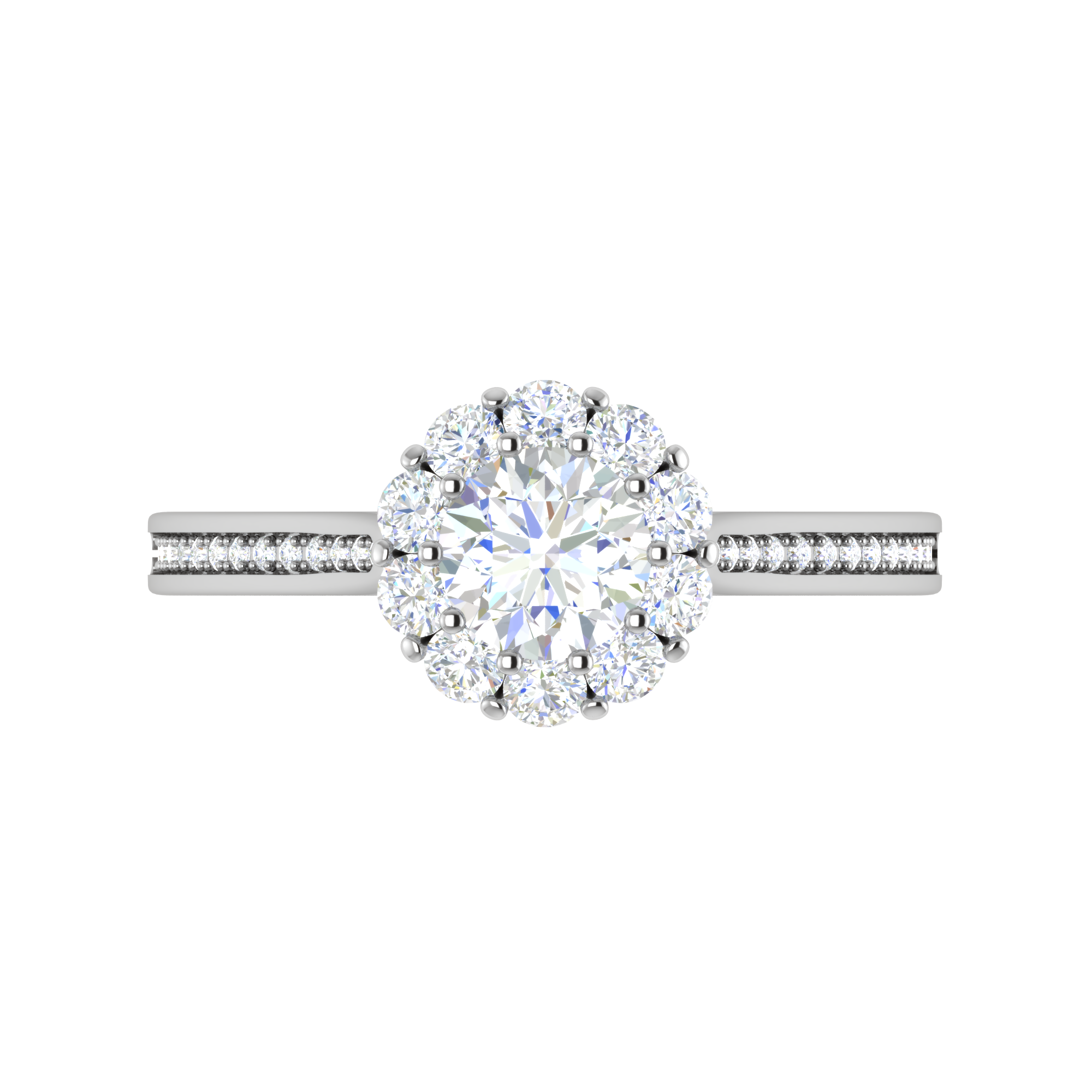 0.50 cts Solitaire Halo Diamond Shank Platinum Ring JL PT RH RD 232   Jewelove.US