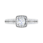 Load image into Gallery viewer, 0.50 cts Solitaire Square Halo Diamond Split Shank Platinum Ring JL PT RH RD 262   Jewelove.US
