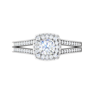 0.30 cts. Cushion Solitaire Double Halo Split Shank Platinum Ring JL PT RH CU 252   Jewelove.US