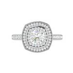 Load image into Gallery viewer, 0.50 cts. Cushion Solitaire Double Halo Diamond Shank Platinum Ring JL PT RH CU 147   Jewelove.US
