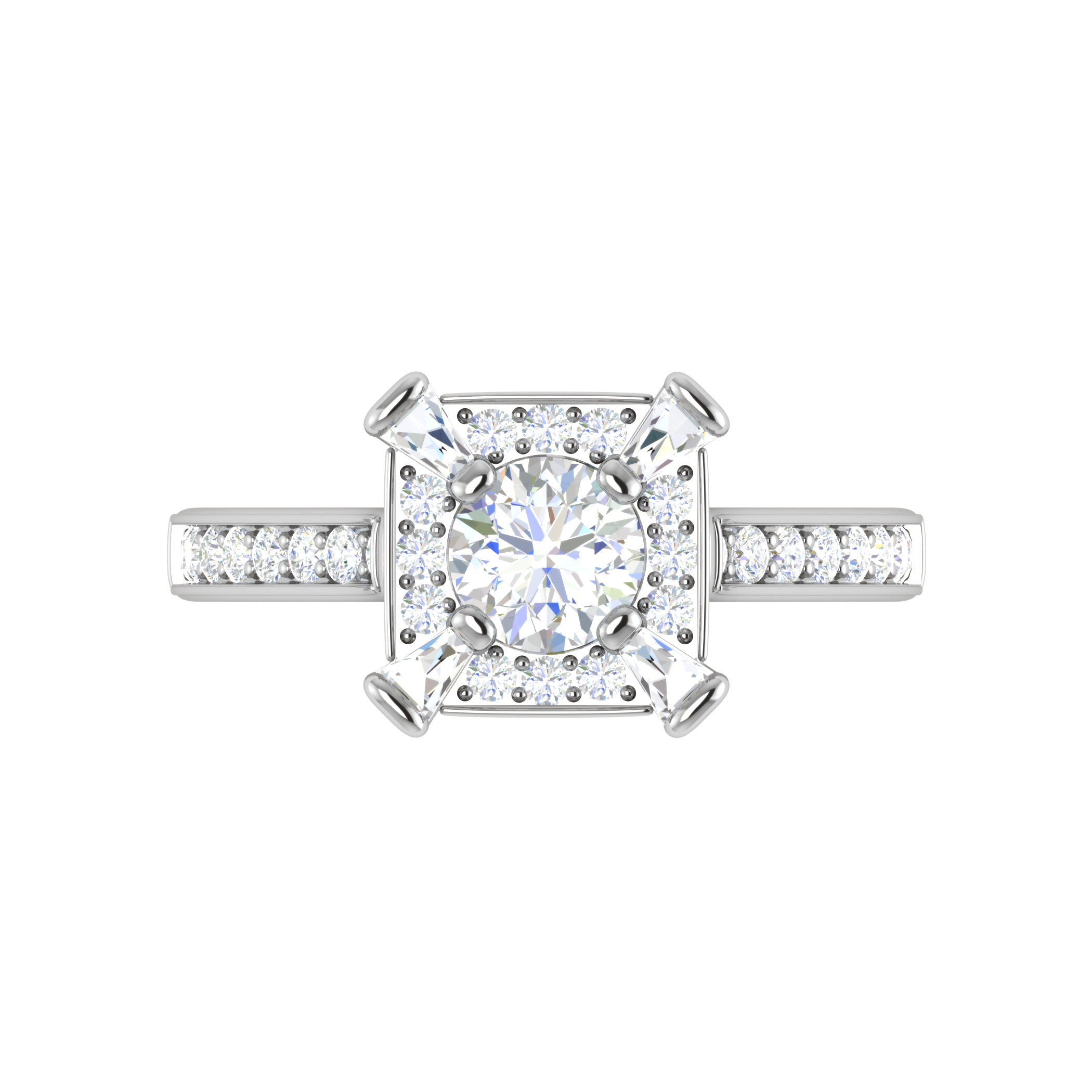 0.50 cts Solitaire Square Halo Diamond with Shank Platinum Ring JL PT RH RD 279   Jewelove.US