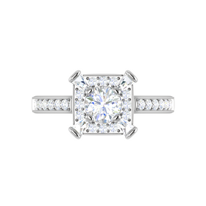 0.50 cts Solitaire Square Halo Diamond with Shank Platinum Ring JL PT RH RD 279   Jewelove.US