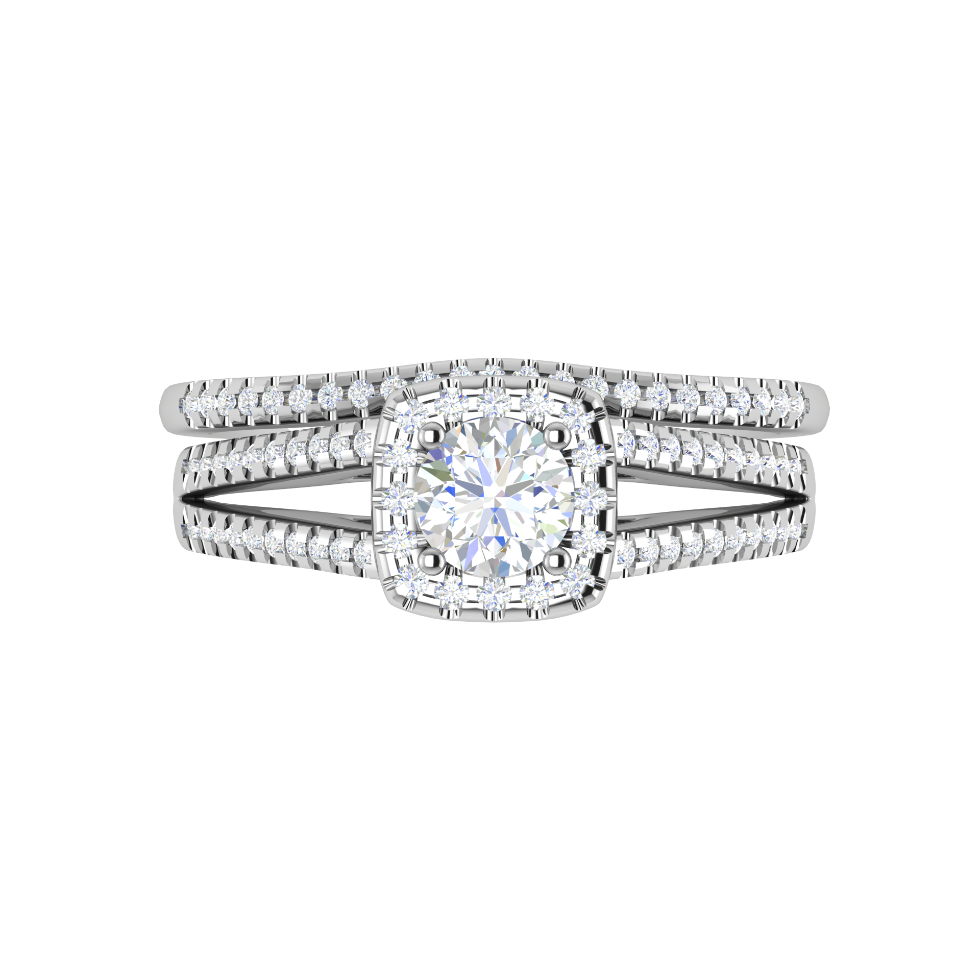 0.30 cts Solitaire Square Halo Diamond Split Shank Platinum Ring JL PT MHD278   Jewelove.US