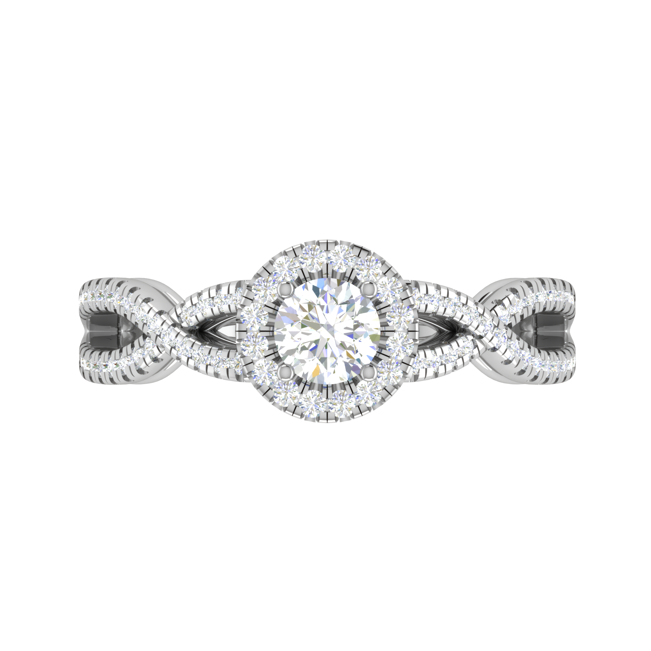 0.50 cts Solitaire Halo Diamond Twisted Shank Platinum Ring JL PT RH RD 223   Jewelove.US