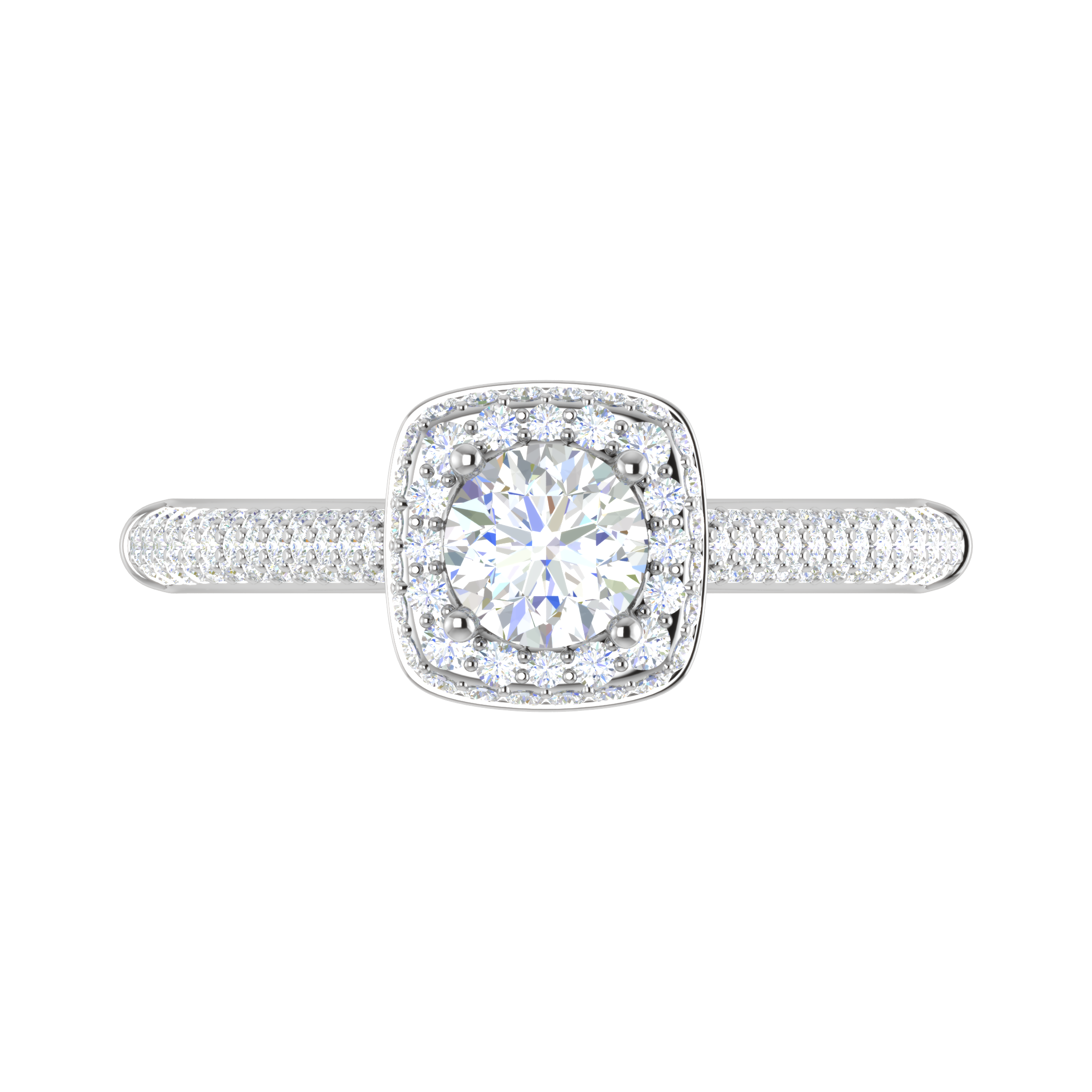 0.50 cts Solitaire Double Halo Diamond Split Shank Platinum Ring JL PT RH RD 253   Jewelove.US