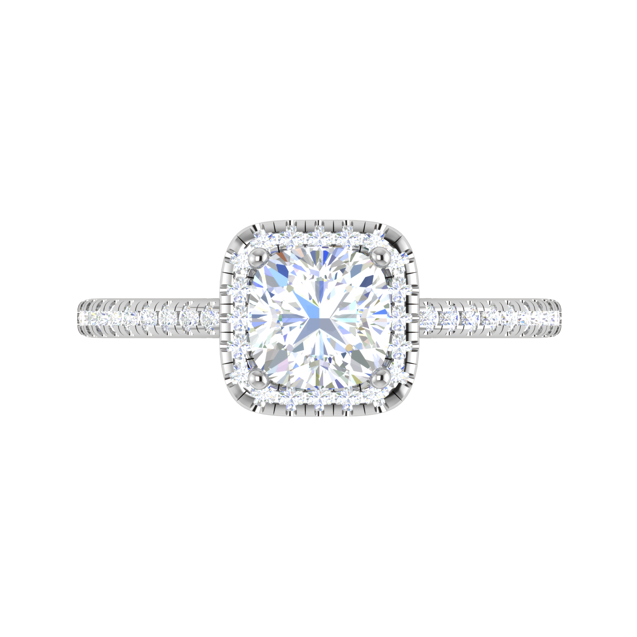 0.50 cts. Cushion Solitaire Halo Diamond Shank Platinum Ring JL PT RH AS 121   Jewelove.US