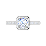 Load image into Gallery viewer, 0.50 cts. Cushion Solitaire Halo Diamond Shank Platinum Ring JL PT RH AS 121   Jewelove.US
