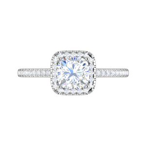 0.50 cts. Cushion Solitaire Halo Diamond Shank Platinum Ring JL PT RH AS 121   Jewelove.US