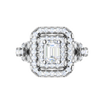 Load image into Gallery viewer, 0.50cts Emerald Cut Solitaire Double Halo Diamond Shank Platinum Ring JL PT JRW2822MM   Jewelove.US
