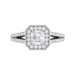 Load image into Gallery viewer, 0.50cts Asscher Solitaire Halo Diamond Split Shank Platinum Ring JL PT EN7203WB   Jewelove.US
