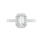 Load image into Gallery viewer, 0.50 cts. Emerald Cut Solitaire Halo Diamond Shank Platinum Ring JL PT WB5879E   Jewelove.US
