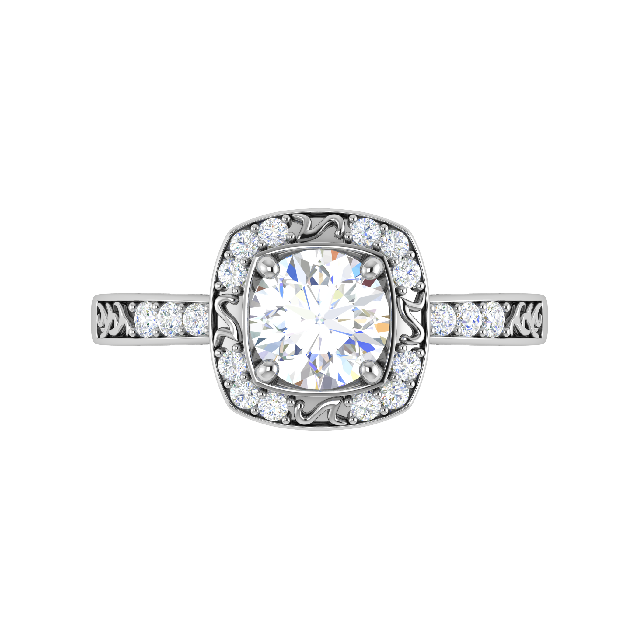 0.50cts Halo Solitaire Halo Diamond Shank Platinum Ring JL PT WB5817E   Jewelove.US