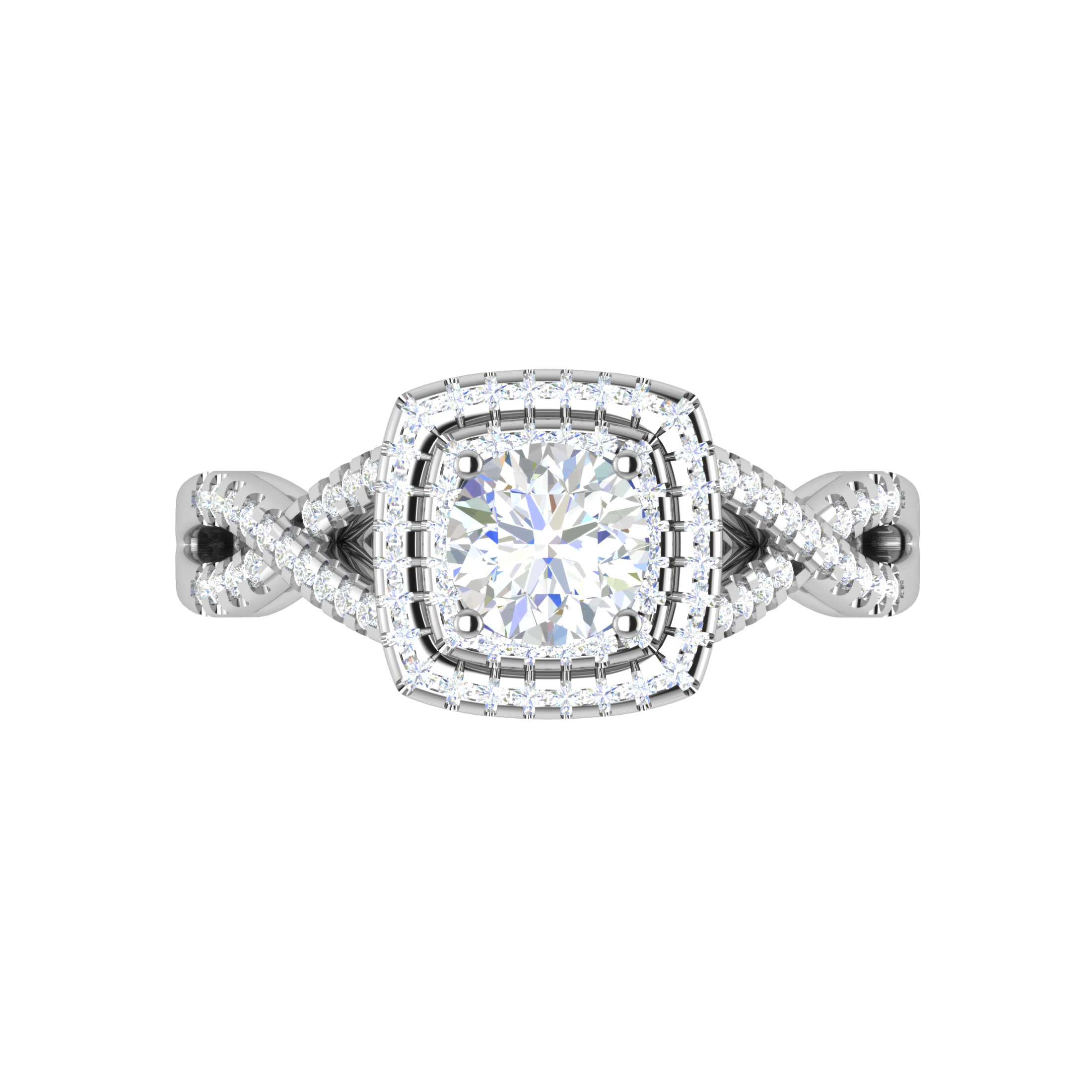 0.50 cts Solitaire Square Halo Diamond with Twisted Shank Platinum Ring JL PT RH RD 274   Jewelove.US