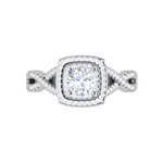 Load image into Gallery viewer, 0.50 cts Solitaire Square Halo Diamond with Twisted Shank Platinum Ring JL PT RH RD 274   Jewelove.US
