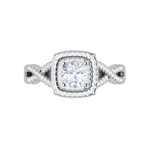 0.50 cts Solitaire Square Halo Diamond with Twisted Shank Platinum Ring JL PT RH RD 274   Jewelove.US