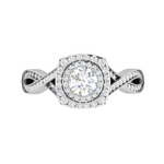 Load image into Gallery viewer, 0.50 cts Solitaire Double Halo Diamond Twisted Shank Platinum Ring JL PT RP RD 204   Jewelove.US
