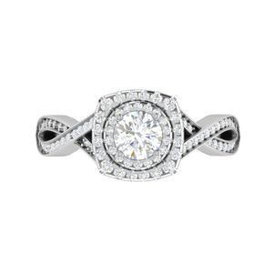 0.50 cts Solitaire Double Halo Diamond Twisted Shank Platinum Ring JL PT RP RD 204   Jewelove.US