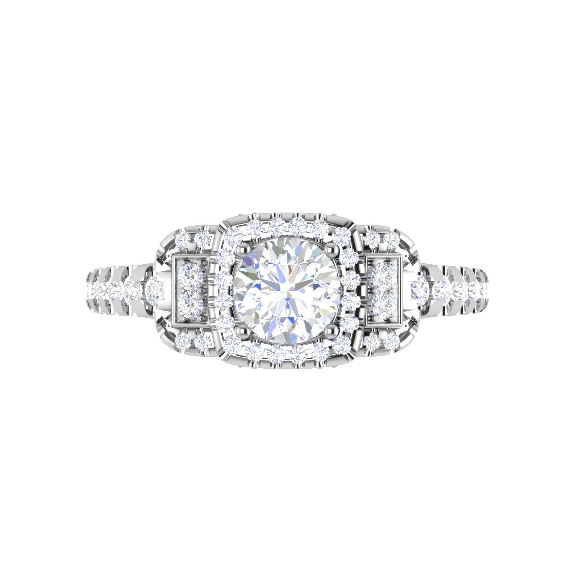 0.50cts Solitaire Halo Diamond Shank Platinum Ring JL PT 202   Jewelove.US