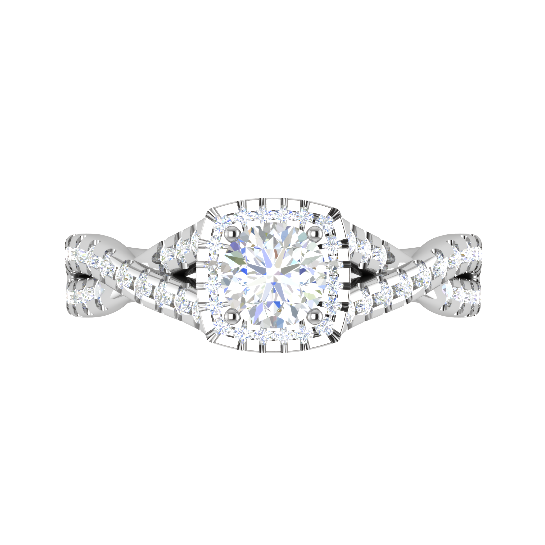 0.50 cts Solitaire Square Halo Diamond Twisted Shank Platinum Ring JL PT RH RD 261   Jewelove.US