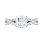 Load image into Gallery viewer, 0.50 cts Solitaire Square Halo Diamond Twisted Shank Platinum Ring JL PT RH RD 261   Jewelove.US
