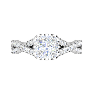 0.50 cts Solitaire Square Halo Diamond Twisted Shank Platinum Ring JL PT RH RD 261   Jewelove.US