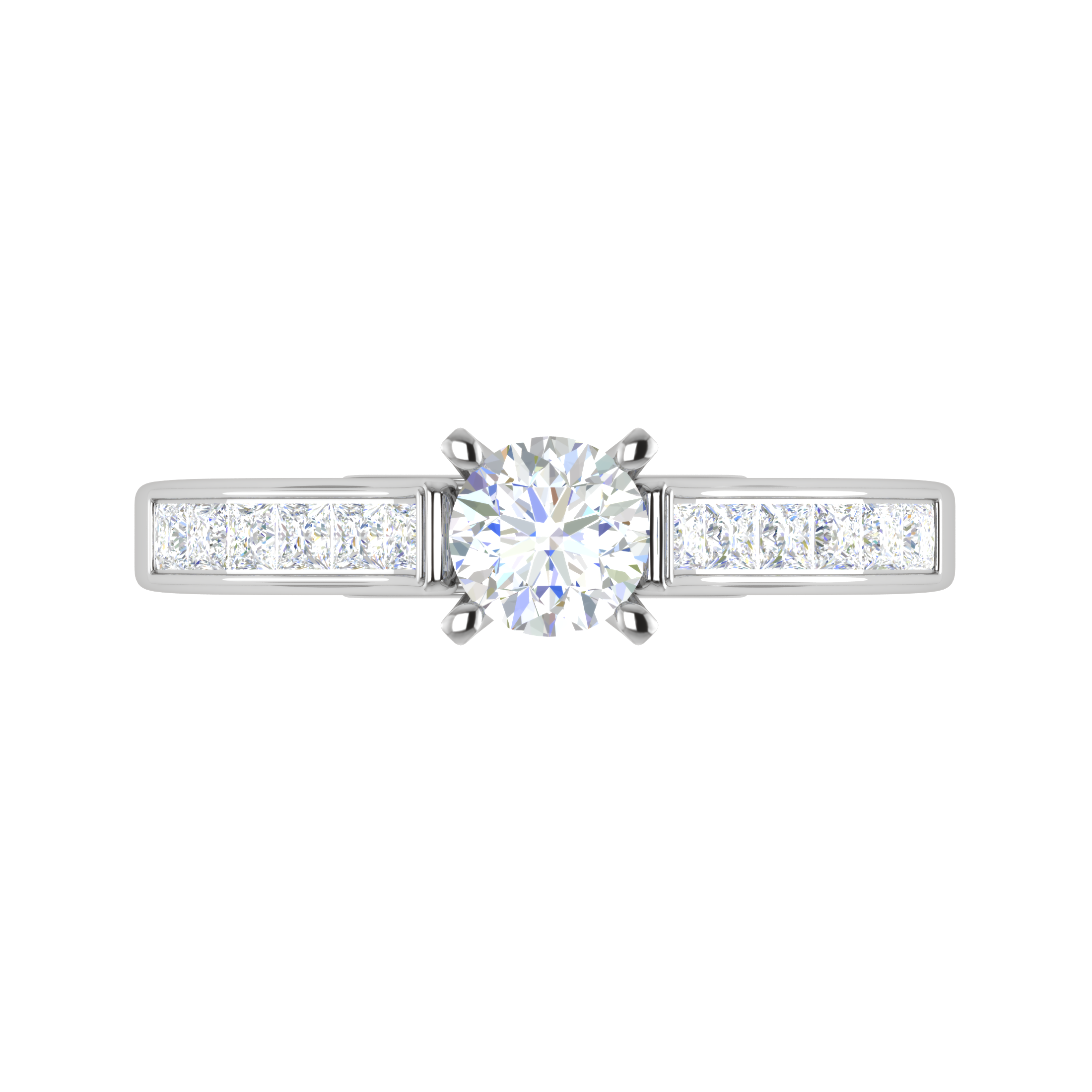 0.50 cts Solitaire with Princess Cut Diamonds Shank Platinum Ring JL PT RC RD 273   Jewelove.US
