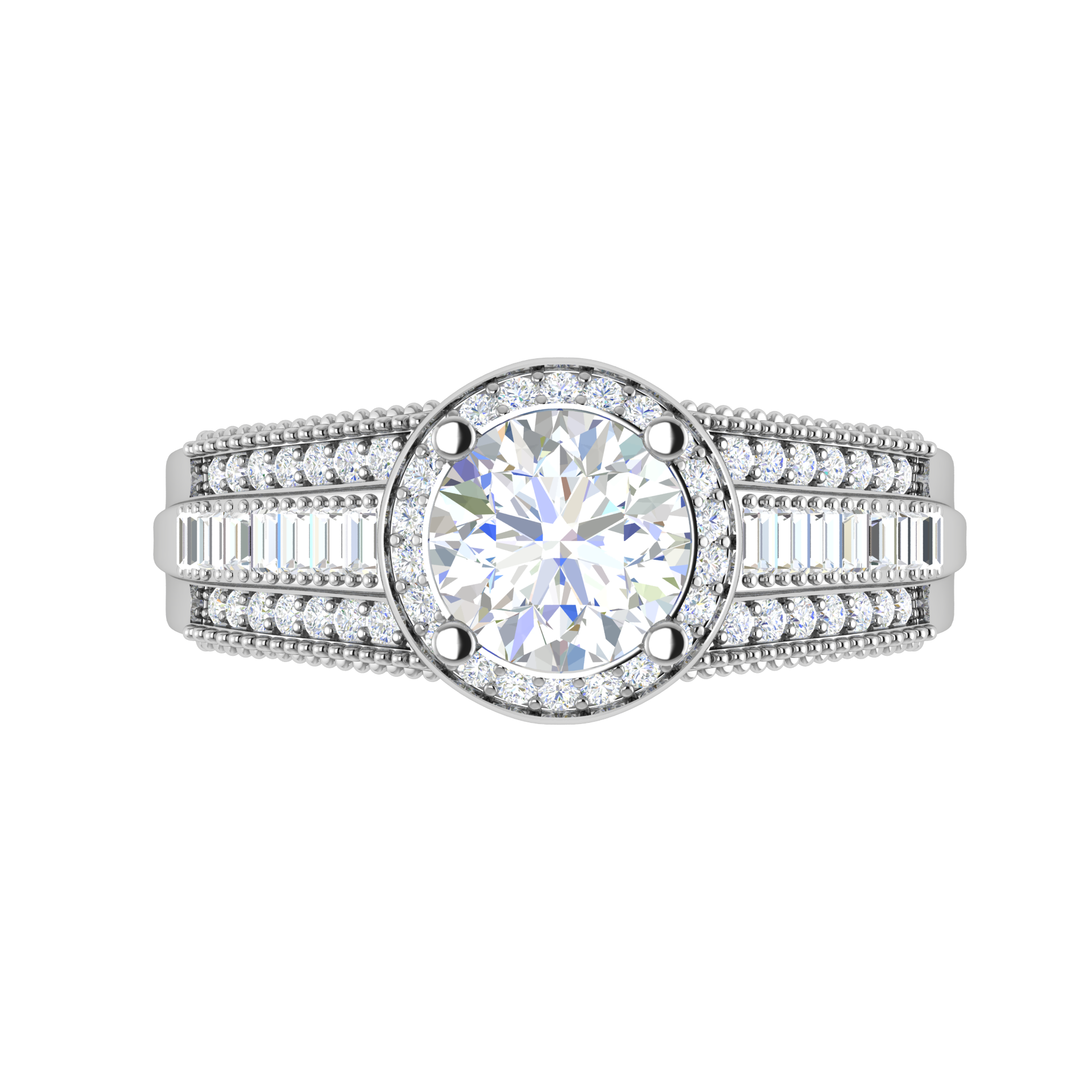 0.50cts Halo Solitaire Halo Diamond Split Shank Platinum Ring JL PT TRG130020   Jewelove.US