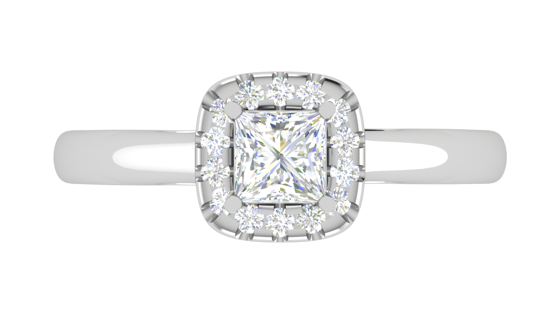 0.50 cts Princess Cut Solitaire Single Halo Diamond Platinum Ring JL PT RH PR 290   Jewelove.US