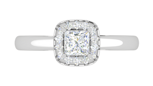 0.50 cts Princess Cut Solitaire Single Halo Diamond Platinum Ring JL PT RH PR 290   Jewelove.US