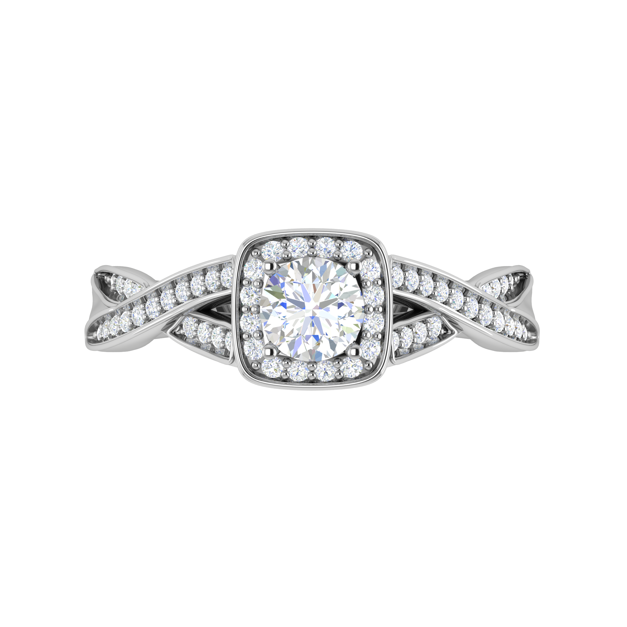 0.50 cts Solitaire Halo Diamond with Twisted Shank Platinum Ring JL PT RH RD 276   Jewelove.US