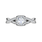 Load image into Gallery viewer, 0.50 cts Solitaire Halo Diamond with Twisted Shank Platinum Ring JL PT RH RD 276   Jewelove.US
