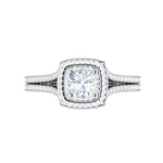 Load image into Gallery viewer, 0.50 cts Solitaire Double Square Halo Diamond Split Shank Platinum Ring JL PT RH RD 268   Jewelove.US
