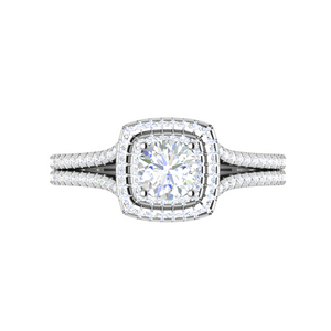 0.50 cts Solitaire Double Square Halo Diamond Split Shank Platinum Ring JL PT RH RD 268   Jewelove.US