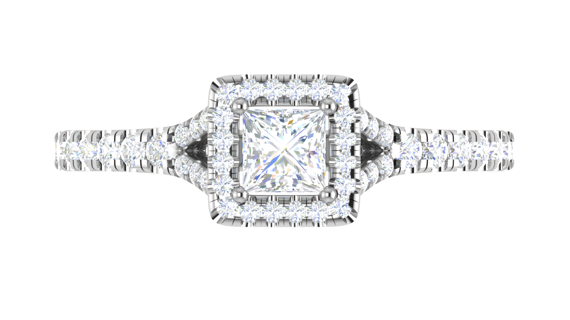 0.50 cts Princess Cut Solitaire Square Halo Shank Platinum Ring JL PT RH PR 195   Jewelove.US