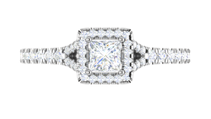 0.50 cts Princess Cut Solitaire Square Halo Shank Platinum Ring JL PT RH PR 195   Jewelove.US