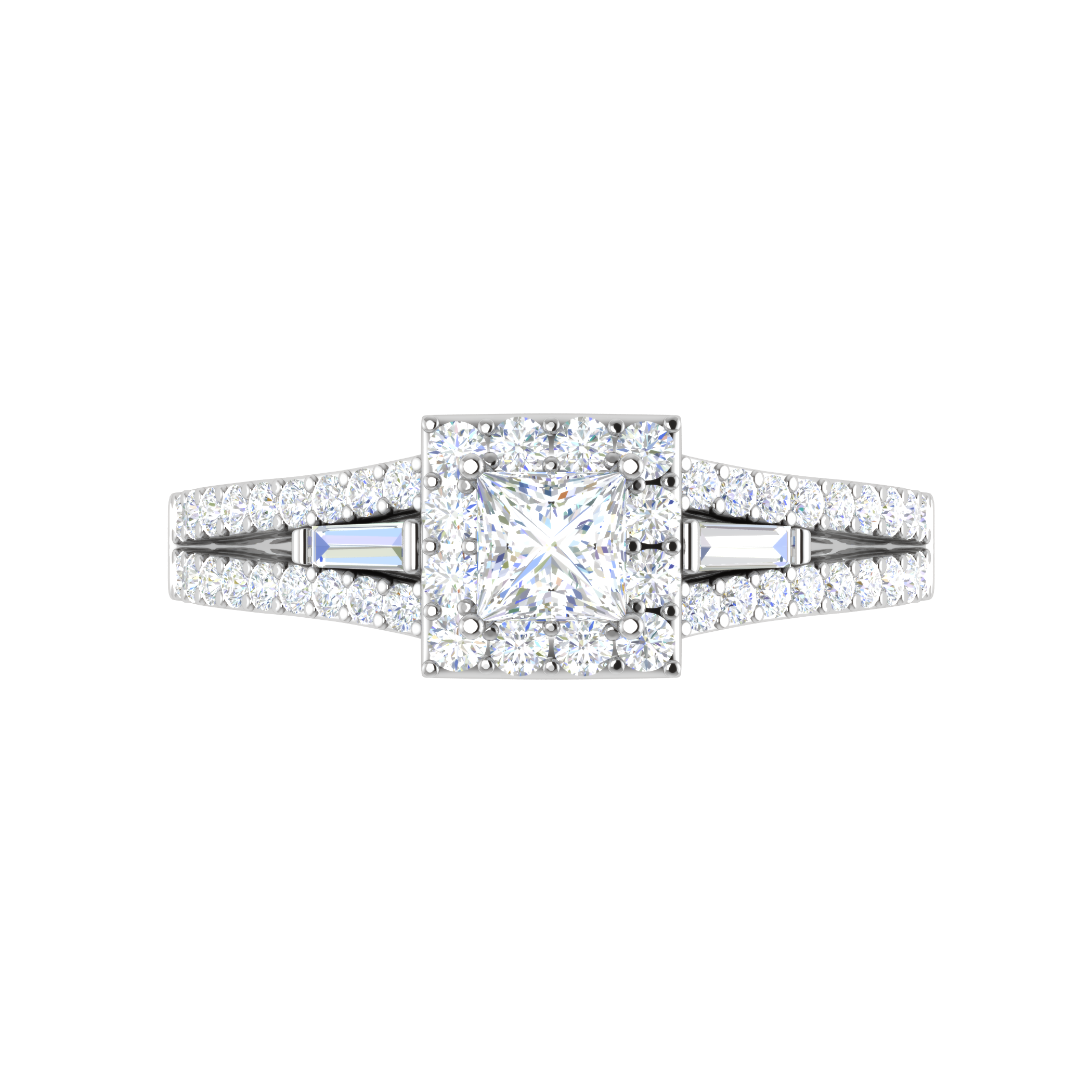 0.50 cts. Princess Cut Solitaire Halo Split Shank Platinum Engagement Ring JL PT JRW084608   Jewelove.US