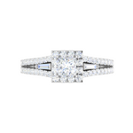 Load image into Gallery viewer, 0.50 cts. Princess Cut Solitaire Halo Split Shank Platinum Engagement Ring JL PT JRW084608   Jewelove.US
