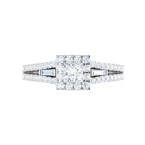 0.50 cts. Princess Cut Solitaire Halo Split Shank Platinum Engagement Ring JL PT JRW084608   Jewelove.US