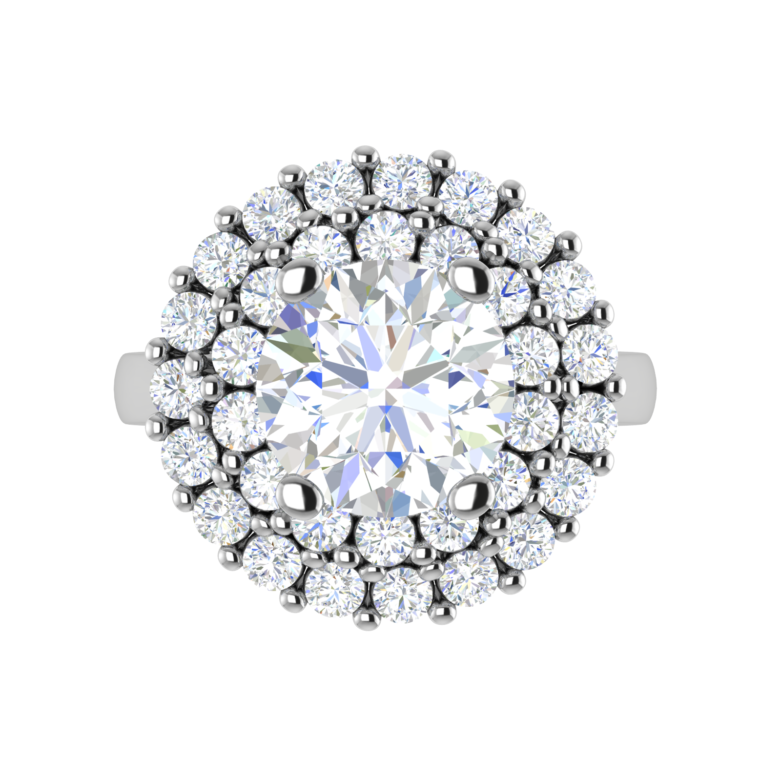 0.50 cts Solitaire Double Halo Diamond Platinum Ring JL PT REHS1487   Jewelove.US