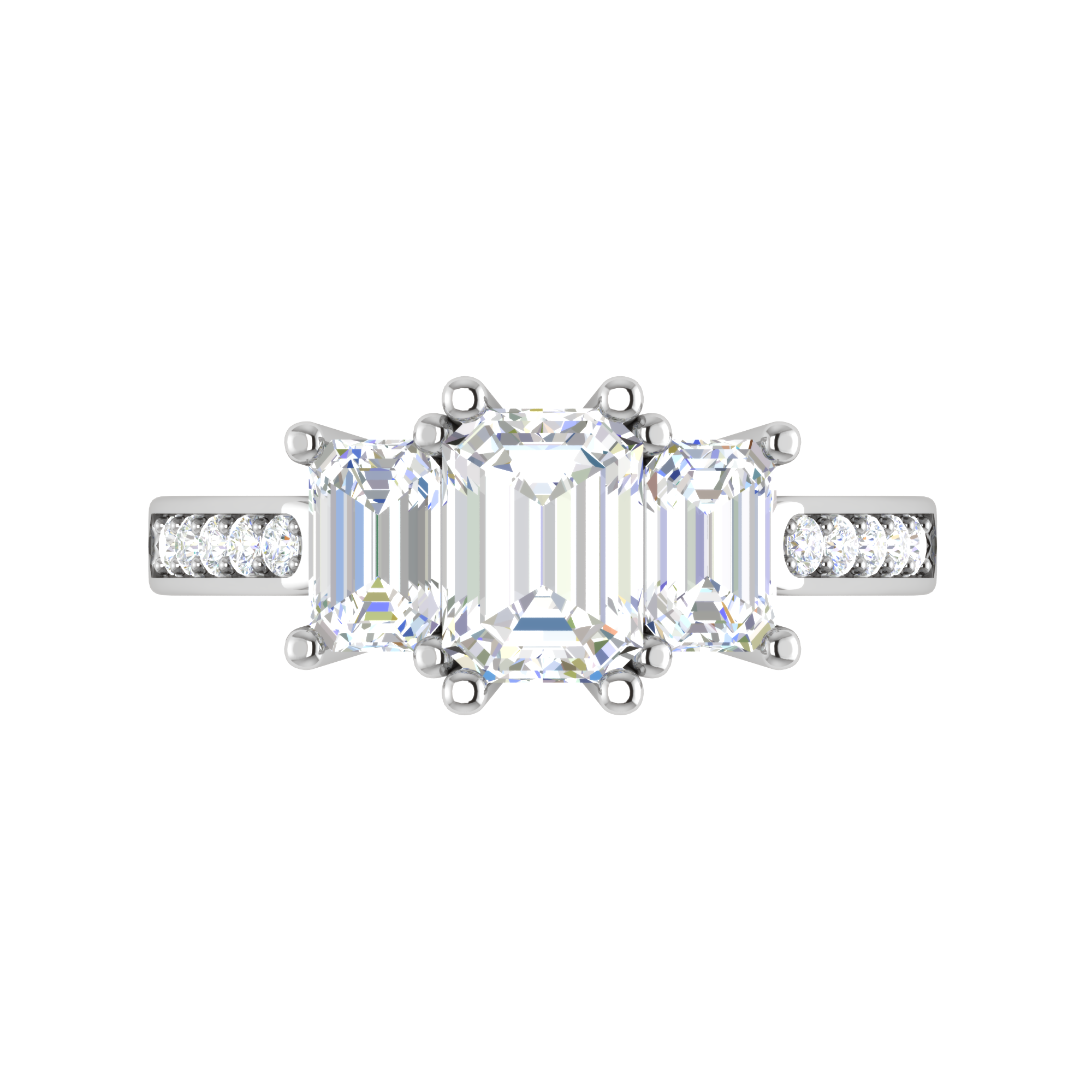 1.00cts. Emerald Cut Solitaire Diamond Accents Platinum Ring JL PT R3 EM 134   Jewelove.US