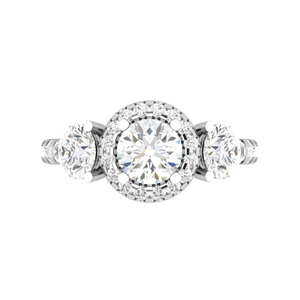 0.50cts Solitaire Platinum Halo Diamond Shank Ring JL PT REHS1603   Jewelove.US