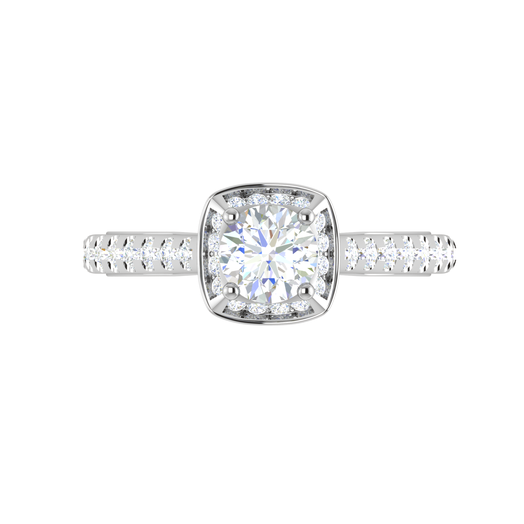 0.50 cts Solitaire Square Halo Diamond Split Platinum Ring JL PT RH RD 180   Jewelove.US