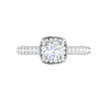 Load image into Gallery viewer, 0.50 cts Solitaire Square Halo Diamond Split Platinum Ring JL PT RH RD 180   Jewelove.US
