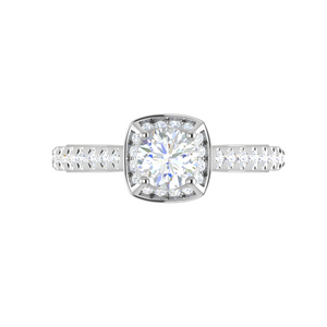 0.50 cts Solitaire Square Halo Diamond Split Platinum Ring JL PT RH RD 180   Jewelove.US