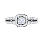 Load image into Gallery viewer, 0.50 cts Solitaire Square Halo Diamond Split Shank Platinum Ring JL PT RH RD 218   Jewelove.US
