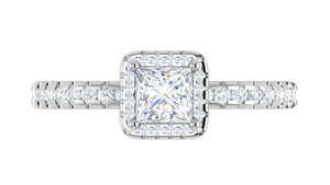 0.50 cts Princess Cut Solitaire Square Halo Diamond Shank Platinum Ring JL PT RH PR 245   Jewelove.US